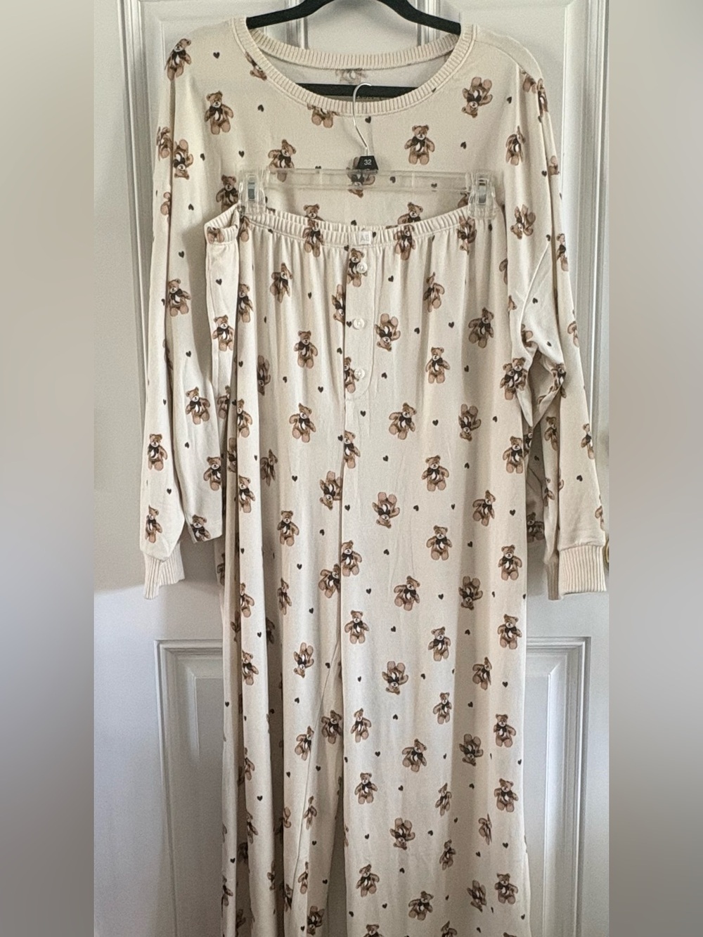 American Eagle AE Lounge Teddy Bear Pajama Set Women’s XL Cream Cozy